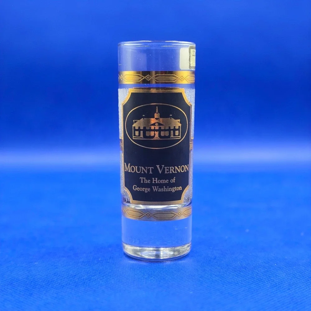 Culver Mount Vernon Shot Glass 22k Gold George Washington Home Tall Shooter